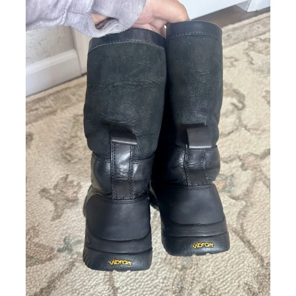 UGG Butte Sheepskin Vibran Lace Up Boots Winter Mens Size10 Black Leather Chukka - Picture 8 of 12